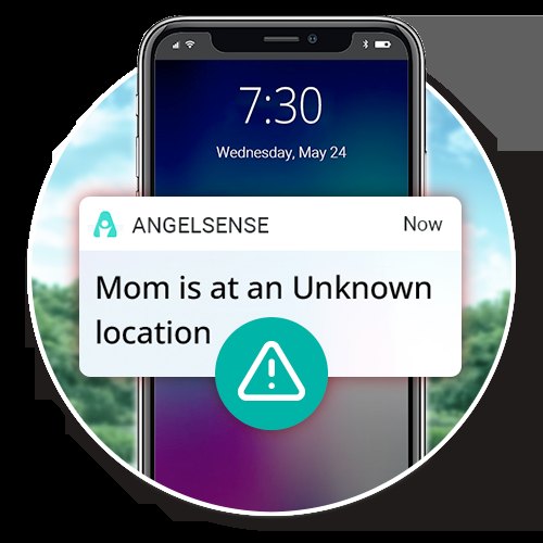 A smartphone showing an unexpected location alert notification