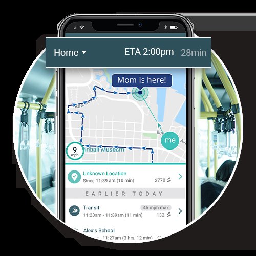 A smartphone showing a live location map with arrival time